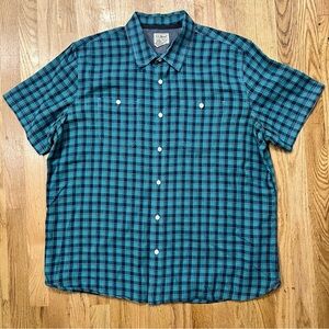 LLBean organic cotton teal & navy plaid shirt. XL Slightly Fitted. Heritage NWOT